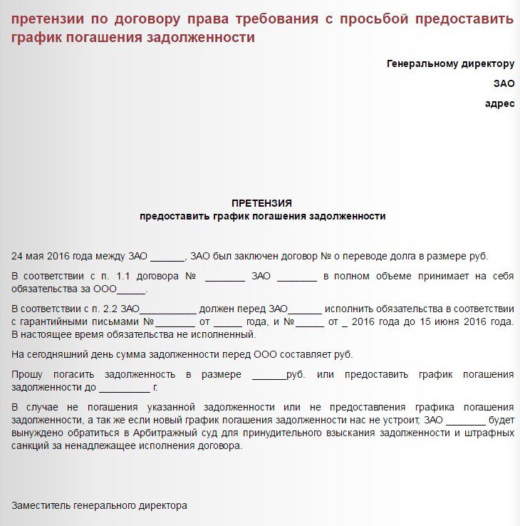 Претензия банку по кредиту образец. Претензия о погашении задолженности.